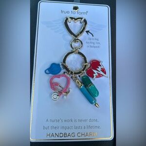 True to Form Nurse Handbag Charm - Gold, Pink, Blue